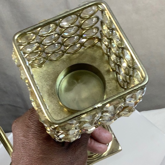 Rhinestone Candle Sticks Gold Tone Bling Design 10” (pair) - Picture 2 of 6